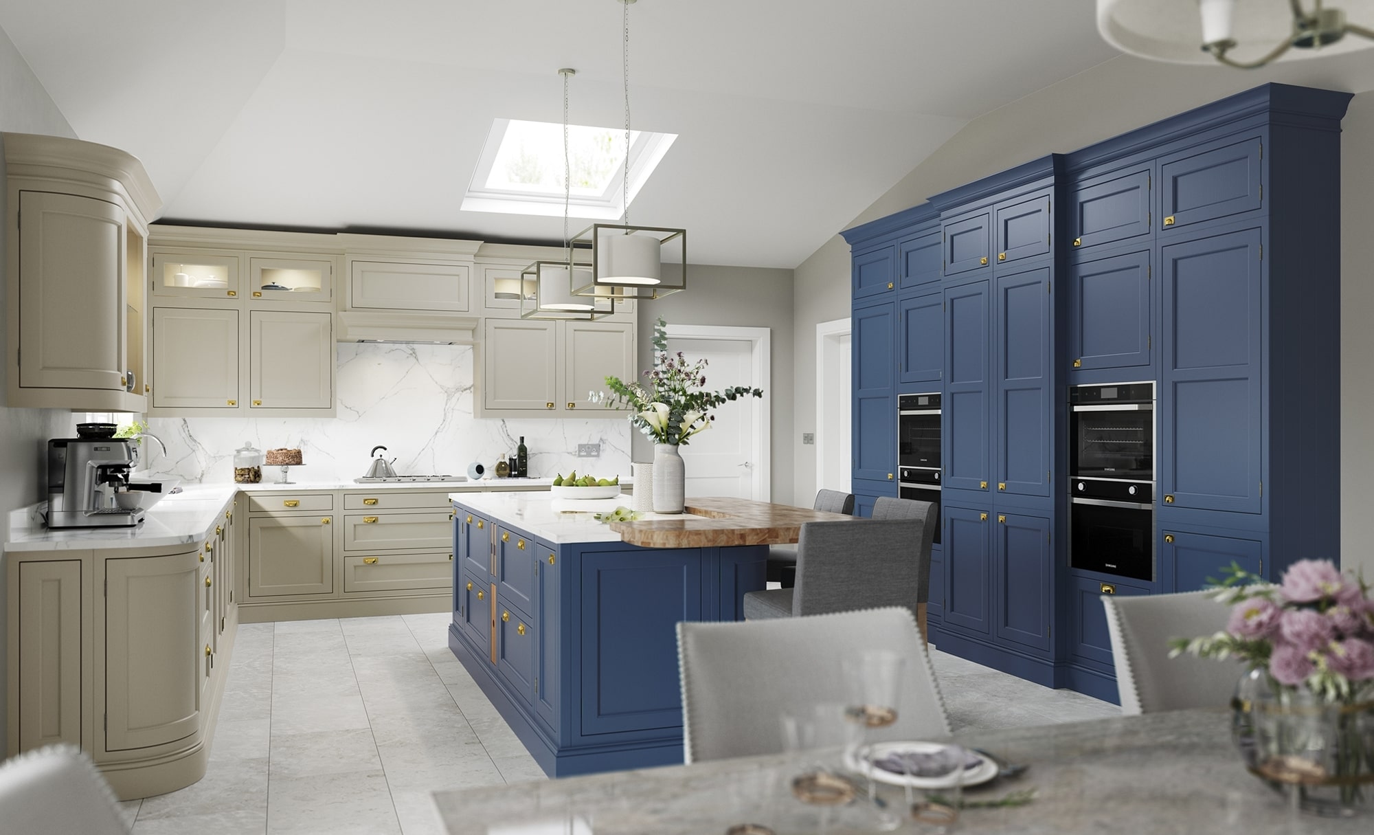blue stone kitchen