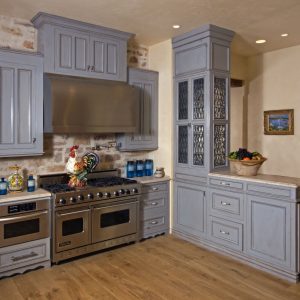 blue stone kitchen