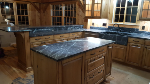 blue stone kitchen