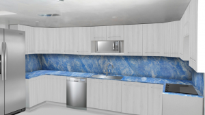 blue stone kitchen