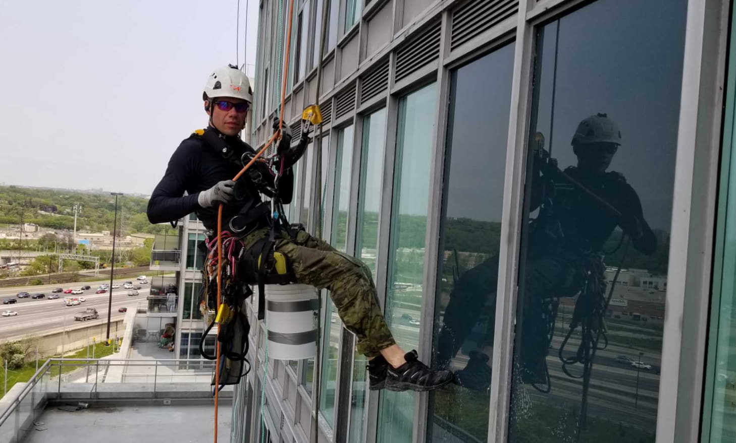 High access window cleaning
